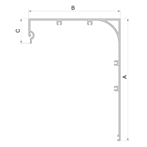 Coffre screen extrudé 90º - haut